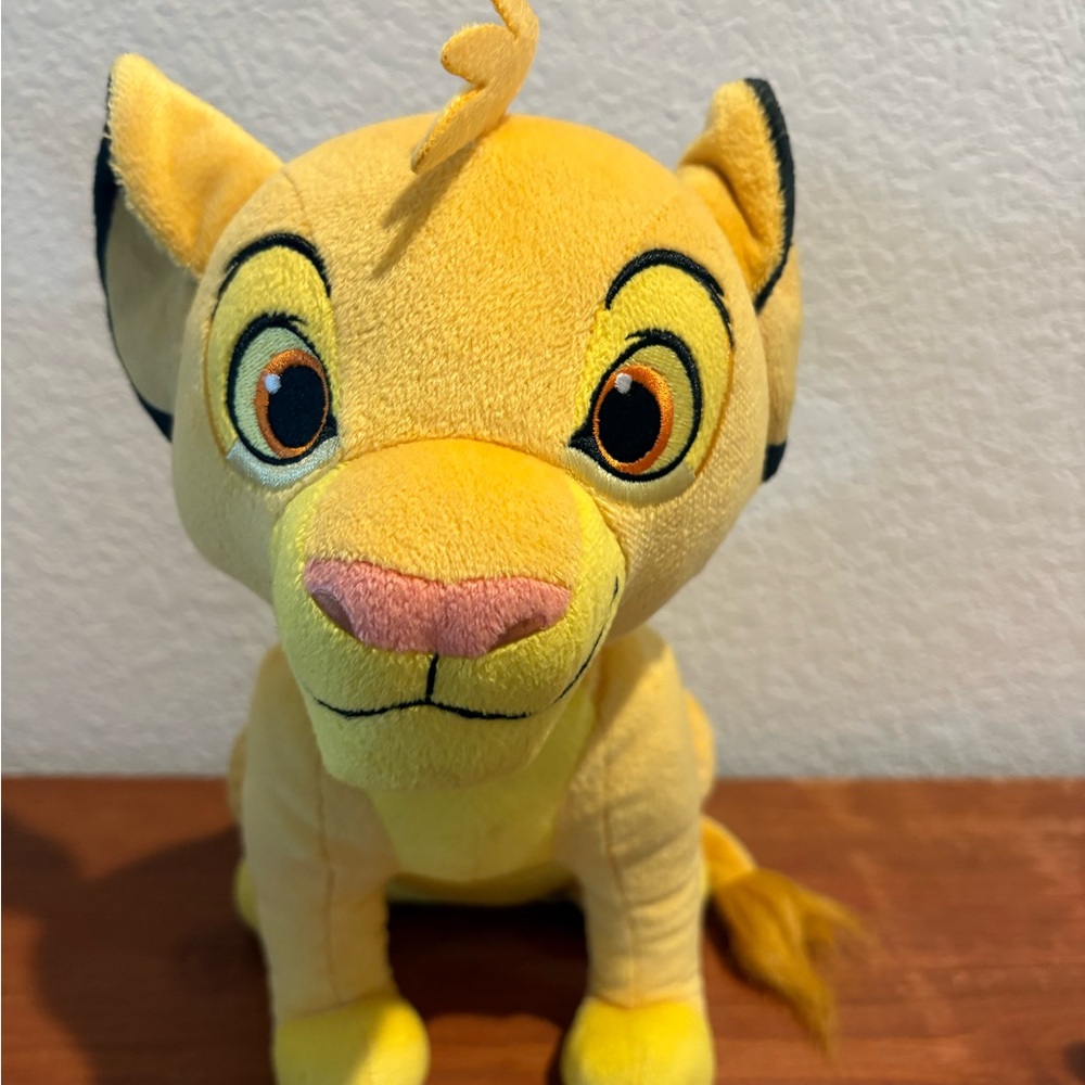 Disney Yellow Simba Plush Stuffed Animal with Pink Nose